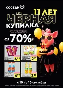 Акционная газета Соседи, действующая с 2025-09-10 по 2025-09-16.