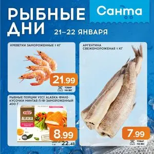 Акционная газета Санта, действующая с 2026-01-21 по 2026-01-22.