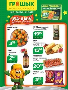 Акционная газета Грошык, действующая с 2026-01-19 по 2026-02-01.