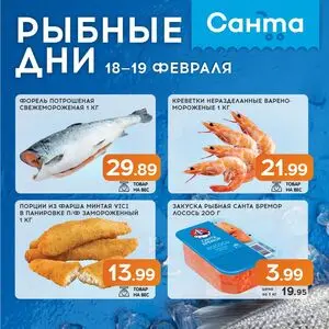 Акционная газета Санта, действующая с 2026-02-18 по 2026-02-19.