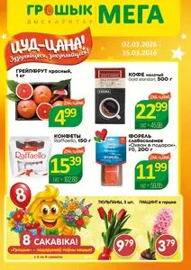 Акционная газета Грошык, действующая с 2026-03-02 по 2026-03-15.