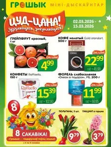 Акционная газета Грошык, действующая с 2026-03-02 по 2026-03-15.