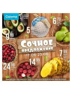 Акционная газета Санта, действующая с 2026-06-17 по 2026-06-23.