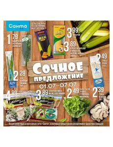 Акционная газета Санта, действующая с 2026-07-01 по 2026-07-07.